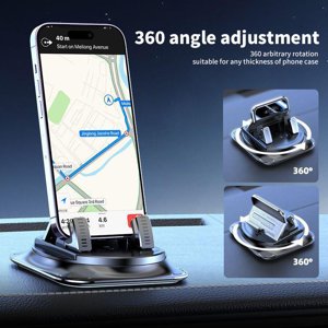 RRJ Support de téléphone de voiture, 360 Degré Rotation Support de voiture de tableau de bord, non-dérapant Silicone Base Pas d'adhésif Pas de coupe d'aspiration, Berceau de téléphone universel pour la navigation de voiture Réglage horizontal vertical de l'écran