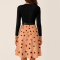 thumbnail image 6 of Halloween Dresses for Women Skeleton Bat Crew Neck 1950s Cocktail Retro Dresses Long Sleeve Hepburn Cute Vintage Dress with Belt L, 6 of 7