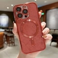 thumbnail image 1 of Étui Protecteur d'Objectif pour Magsafe Electroplate pour iPhone 15 16 11 12 13 14 Pro Max 16 Plus Charge Sans Fil Pare-Chocs Pailleté Rouge pour iPhone 16 Pro, 1 of 6