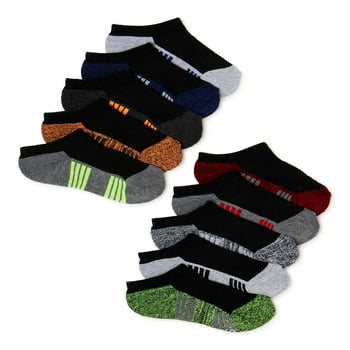 Athletic Works Boys Cushioned No Show Socks, 10-Pack S (4-8.5) - L (3-9)