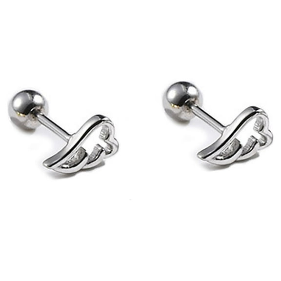 20G Angel Wing Cartilage Tiny Stud Earrings for Women Sterling Silver Screw Back Conch Tragus Barbell Helix Studs