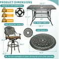 thumbnail image 3 of MEETWARM 10-Piece Outdoor Bar Set, All Weather Cast Aluminum High Patio Dining Set w/ 8 Cushioned Swivel Bar Stools, Large 64" Square Patio Bar Height Table with Detachable Lazy Susan, Umbrella Hole, 3 of 7