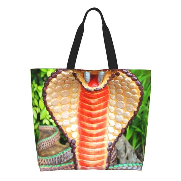 KLL Cobra Snake Print Women Large Capacity Tote Bag - Casual Shoulder Bag Fashion Handbag Shopping Bag Daily Bag Hobo Bags for Travel Work and Shopping
