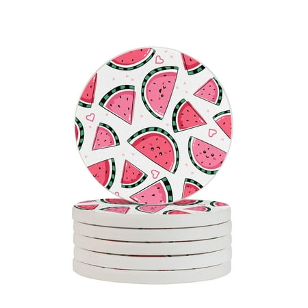 

Circular Drink Coasters Set Watermelon Beautiful Home Decor Diatomite Heat-Resistant Diatomite Protect Table Countertop
