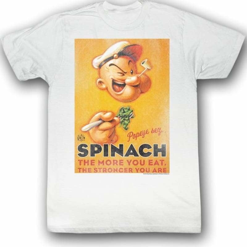 Popeye Eating SPINACH POWER Licensed Adult T-Shirt All Sizes