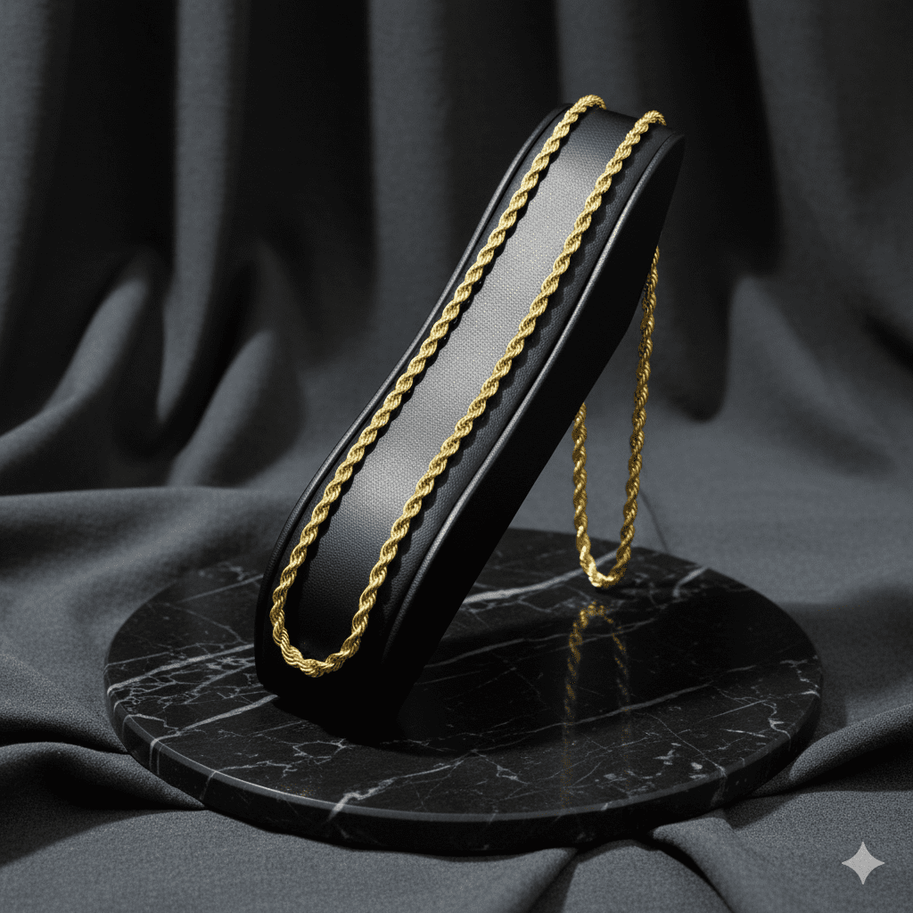 Bling Trax 14K Gold Filled Rope Chain Necklace, Cadena de Oro 2.7mm Diamond Cut Gold Chain for Men and Women, 24 Inch
