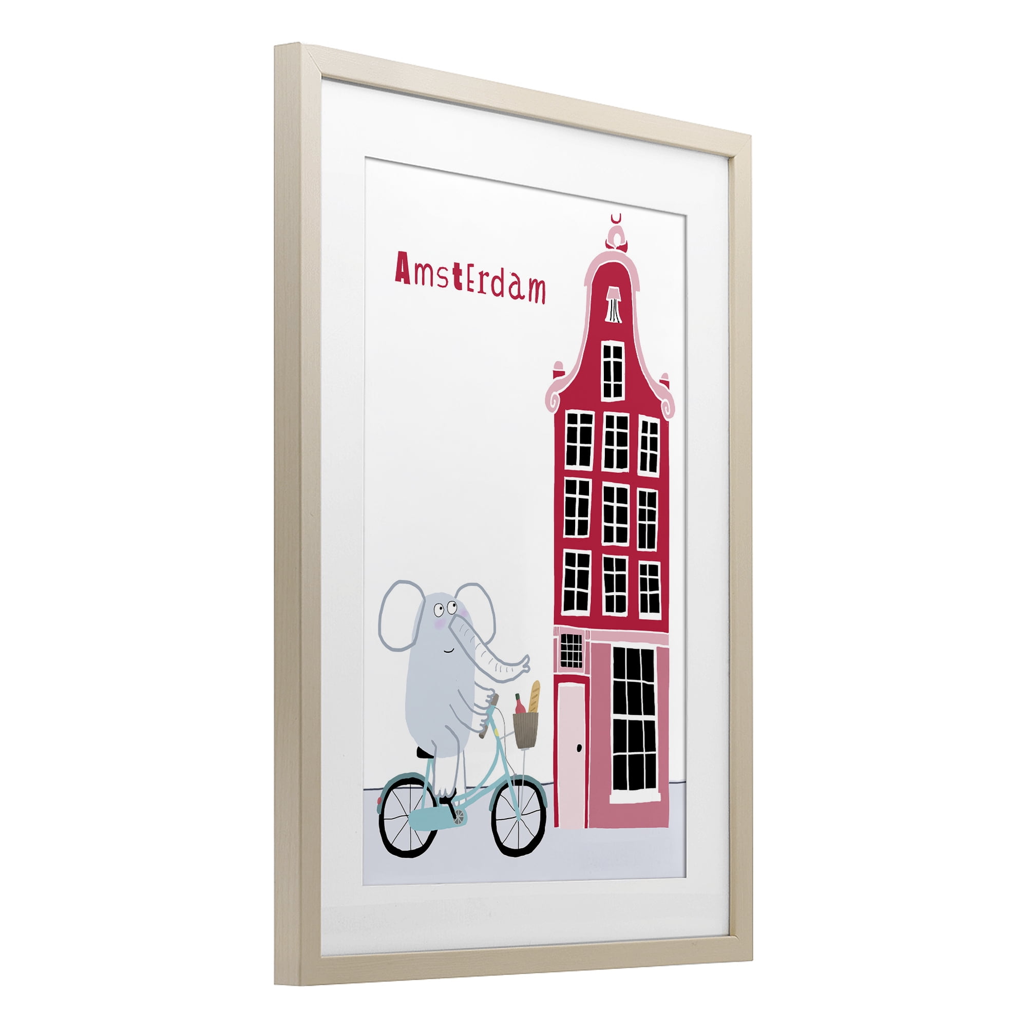 Elephant & Amsterdam Building Birch Framed Print Under Glass, design by Carla Daly
