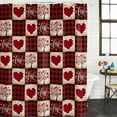 thumbnail image 2 of Red Plaid Valentine's Day Bathroom Shower Curtains with 12 Hooks Polyester Waterproof Shower Curtain for Stalls and Bathtubs Checkered Farmhouse Valentines Decorative Bathroom Curtain 66x72 Inches, 2 of 9