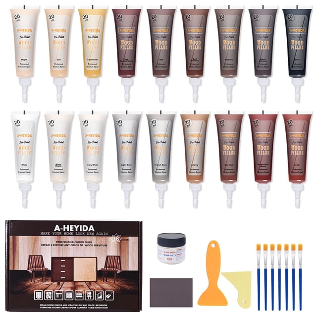 Kit de reparación de muebles de madera A-HEYIDA, 18 colores, relleno para madera