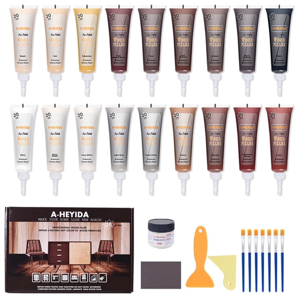Kit de reparación de muebles de madera A-HEYIDA, 18 colores, relleno para madera