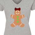 thumbnail image 4 of Inktastic Cute Gingerbread Girl with Red Plaid Bow Women's V-Neck T-Shirt, 4 of 5