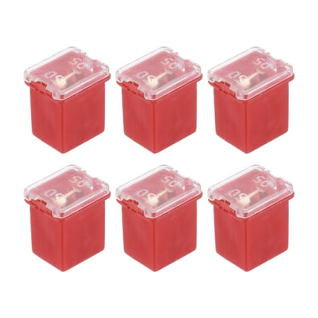 6 Pcs Low profile Car Fuses,32V DC 50A Box Shaped Cartridge Fuse Automotive
