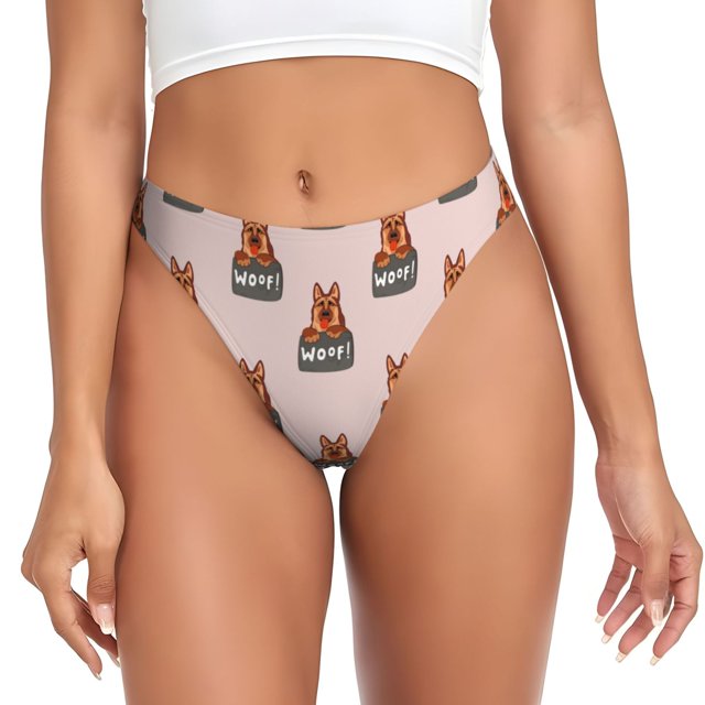 Balery German Shepherd Dog Tangas de Algodón para Mujer con Estampado – Ropa Interior Sexy, Transpirable, G-string-4X-Large
