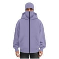 thumbnail image 3 of Txeol Mens Balaclava Hoodie with Mask Long Sleeve Zip Up Hoodies Windproof Fleece Lined Double Hood Sweatshirt with Pockets,Rose Gold,L, 3 of 10