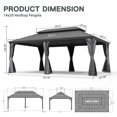 thumbnail image 2 of 14' X 20' Hardtop Gazebo, Upgraded Metal Gazebo with Drainage System, Dual-Layer Galvanized Steel Roof with Curtain and Netting, Outdoor Shelter Canopy for Patio, Garden, Backyard, Grey, 2 of 9