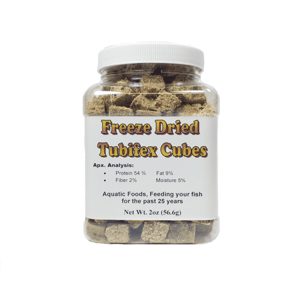 Tubifex Worms - Freeze Dried in Cubes, with Freeze Dried Gourmet Mix…Small Jar 2oz