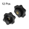 thumbnail image 3 of 12 Pieces Star Knobs 1/4-20 Thread 38mm 6-Point Head Brass Insert Through Hole Threaded Hand Knob Black, 3 of 6