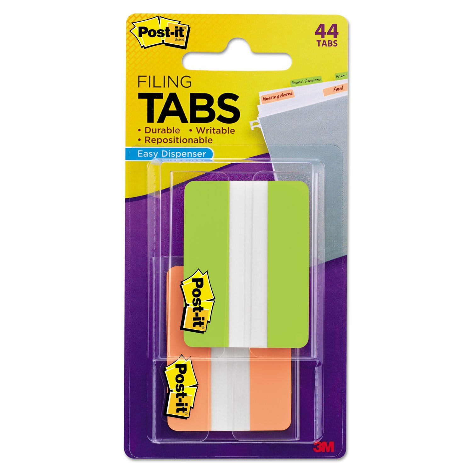 3M Post-It Tabs 3" x 1.5" 4 Bright Colors Durable Writable Repositionable 24pc 