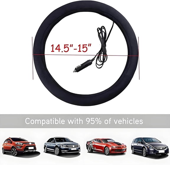 12V Heated Steering Wheel Cover Warm In Winter Universal Fit Steering Wheel Protector Outer For Cars Trucks Car Accessories