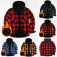 thumbnail image 4 of CHEEREAM Men's Cotton Plaid Shirts Jacket Fleece Lined Flannel Shirts Sherpa Button Down Jackets with Hood for Men Blue XL, 4 of 4