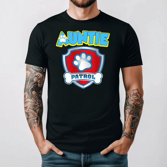 Funny Auntie Patrol Dog Mom Paw Print Puppy Lover Graphic Tee V17965,for unisex up to 3XL