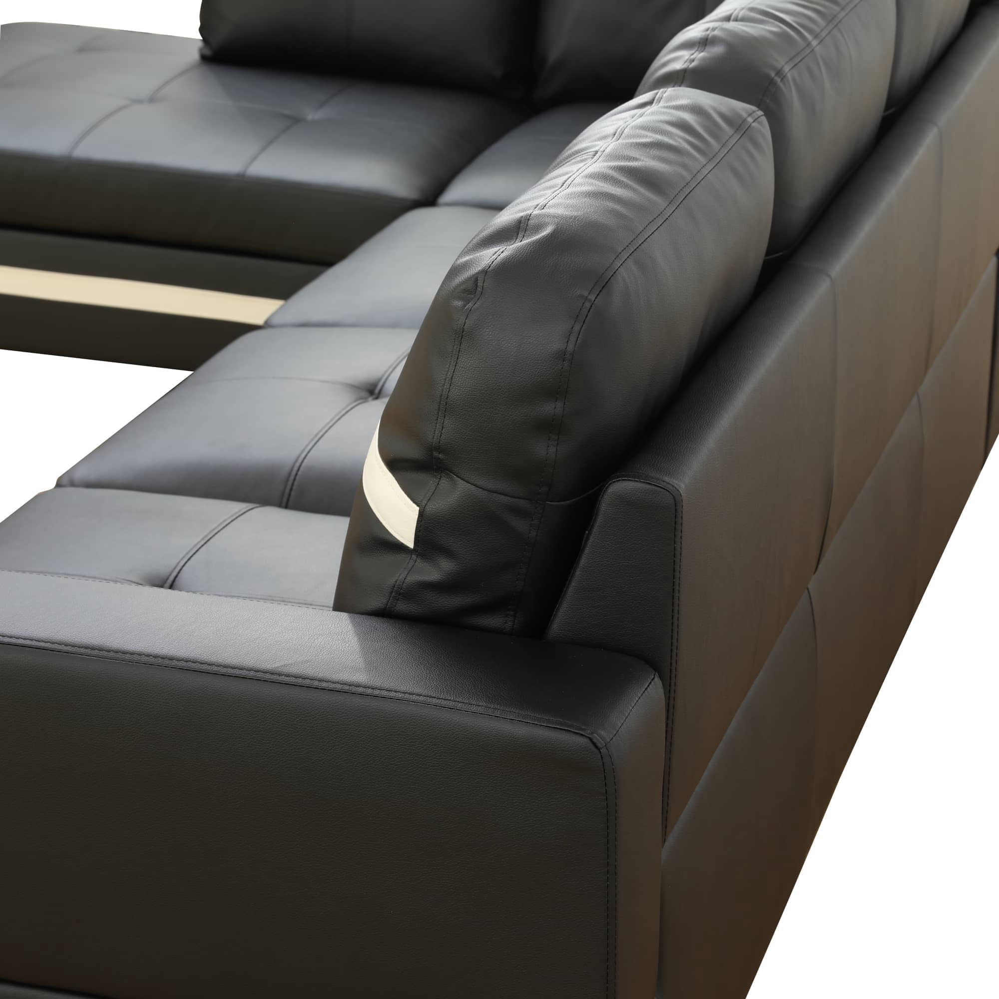 MAYEERTY 103.5" Modern Semi PU Leather 3-Piece Couch Set Black White Bold Contrast Modern Living Room