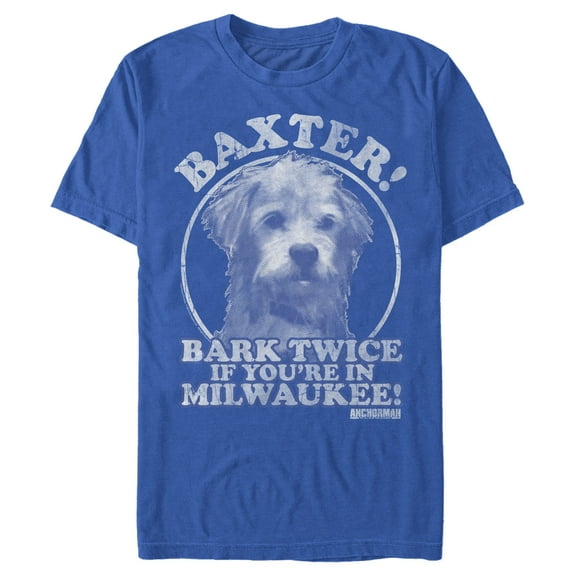 Men's Anchorman Baxter Bark Twice  Graphic Tee Royal Blue X Large