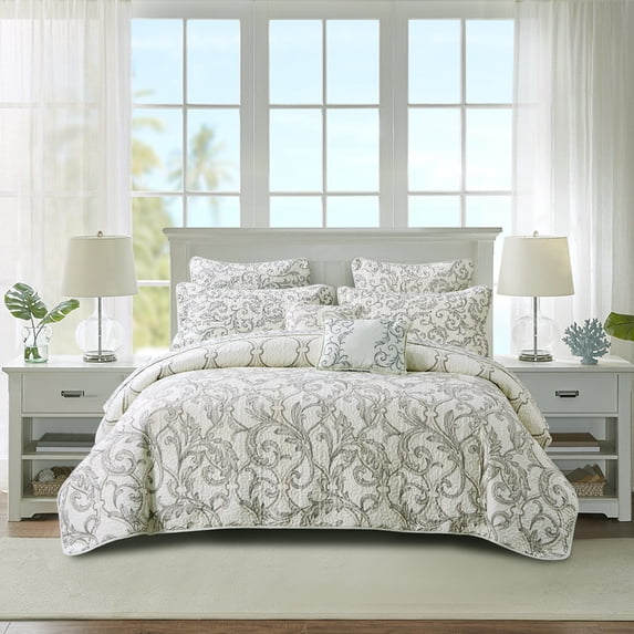 Home Soft Things 7 Piece Printed Microfiber Quilts Bedspread Set - Marisol - King (102" x 90")