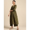 thumbnail image 4 of Janasya Women's Olive Green Cotton Bandhani Printed Kurta with Palazzo, 4 of 7