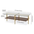 thumbnail image 5 of Allora Mid-Century Brass Metal Rectangle Coffee Table with Walnut Wood Shelf, 5 of 8