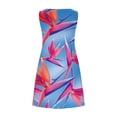 thumbnail image 4 of gakvbuo Summer Dresses for Women Crewneck Knee-Length A-Line Dresses Boho Floral Sundress Sleeveless Tshirt Dress Pockets Casual Loose Swing Tank Dress Beach Cover Up, 4 of 5