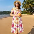 thumbnail image 4 of Honeii Watermelon Print Women’s Short Sleeve Dress, Comfortable Casual Dress, Soft Polyester Spandex Blend, Stylish Everyday Wear for Summer, Perfect for Travel and Vacation, 4 of 6