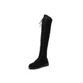 thumbnail image 1 of Sonducket Botas hasta la rodilla para mujer Cremallera lateral Tacón bajo Flock Muslo Botas altas Microfibra Color sólido Zapatos planos Accesorio Calzado negro 3 Sonducket AP013397-03, 1 of 6