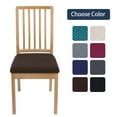 thumbnail image 2 of Smiry Dining Chair Seat Covers Stretch Jacquard Chair Slipcover with Ties (Set of 2, Coffee), 2 of 8