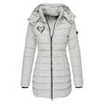 thumbnail image 1 of Jackets for Women Casual, Mid-Length Fashion Hooded Jacket with Small Print, 1 of 4