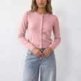 thumbnail image 6 of ClodeEU Women's Round Neck Button Front Knit Cardigan,Casual Long Sleeve Slim Fit Knit Outerwear ,Women's S-XXL, 6 of 7