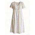 thumbnail image 5 of Royisotas Womens Dresses Button front Long dress Cotton linen Short sleeve Maxi Casual Dress for Women, 5 of 5
