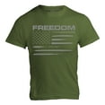 thumbnail image 1 of Freedom - US Flag T-Shirt on OD Green, Supporting Patriots, Military, Veterans, Made in the USA, 1 of 1