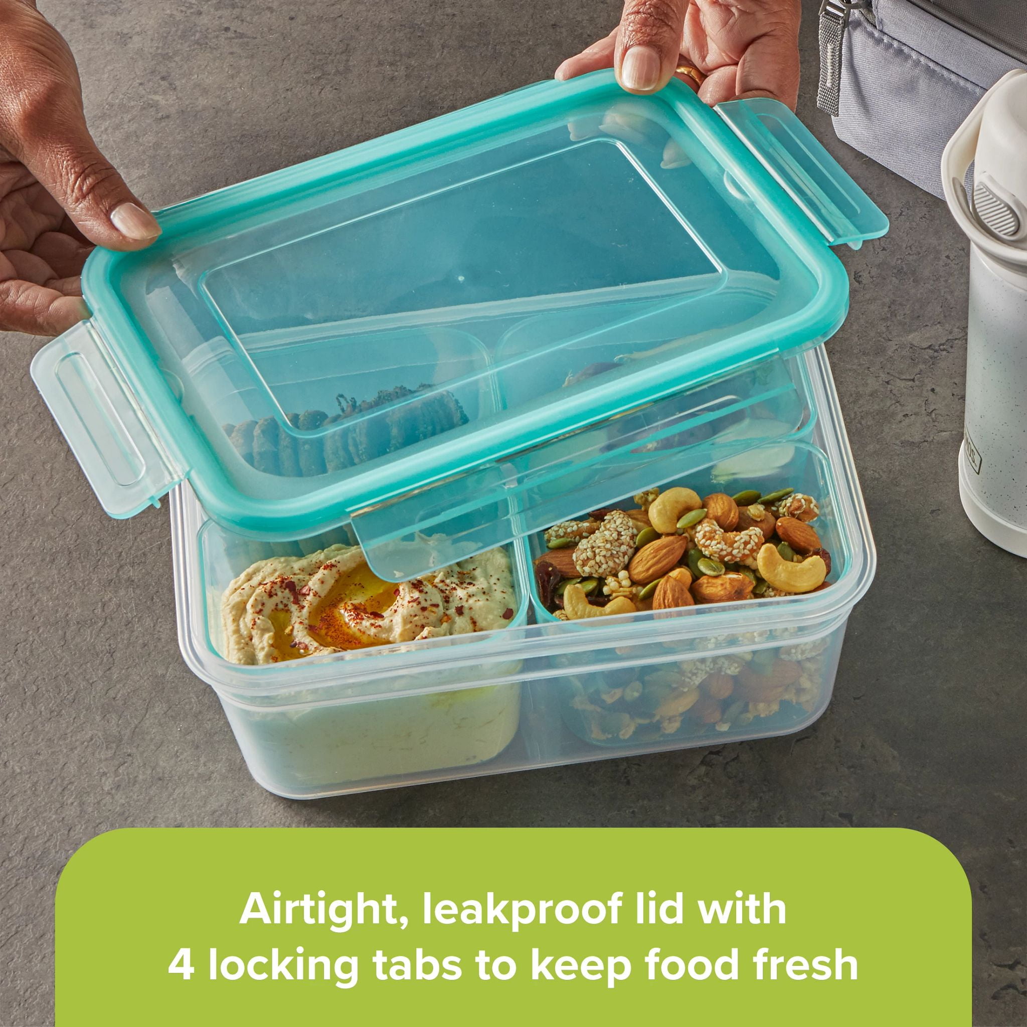 Snapware Meal Prep Divided 5.9-cup Rectangle Storage Container, 3-Section