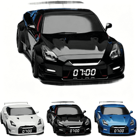 DESIGNICE with Time Display Car Alarm Clock,Engine-Light Simulation Modern Sports Car Nightstand Clock Bedroom,And Auto-Enthusiast Decor