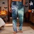 thumbnail image 2 of Domzest Mens Halloween Pajama Pants Halloween Graphic Wide Leg Pajama Bottoms Drawstring Elastic Waisted Funny Pj Bottoms Blue S, 2 of 5