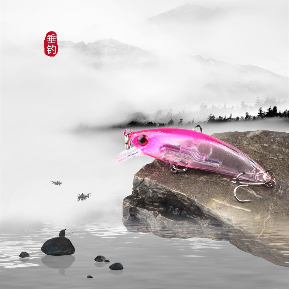 HENGJIA Fishing Lures Large Hard Bait Minnow VIB Lure with Treble Hook Life-Like Swimbait Fishing Bait Popper Crankbait Sinking Lure for Trout Bass Walleye Redfish, 10PCS