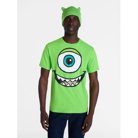 Monsters Inc. Men’s Mike Wazowski Cosplay Graphic Tee and Beanie Set, 2 Piece, Sizes XS-3XL