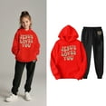 thumbnail image 4 of Teen Jesus Loves You Hoodies Long Sleeve Comfy Graphic Hoodies Loose Pullover and Jogger Sweatpants 2 Pcs Fall Winter Clothes Clothes for Teen Girls 11-12 Years Cute&nbsp;Boys Girls&nbsp;Clothing, 4 of 6