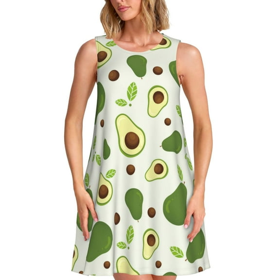 Spring Summer Dresses for Women 2025 - Green Avocado Swimsuit Coverup Sundresses for Women, Beach Vacation Clothes for Women, Hawaiian Tshirt Dresses for Women