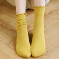 thumbnail image 2 of 7 Pairs Women's Socks, Ruffle Turn-Cuff Casual Crew Socks Multicolor Breathable Casual Calf Socks Size 6-11, 2 of 8