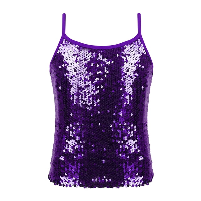 Kaerm Kids Girls Shiny Metallic Camisole Tank Tops Vest Purple 10