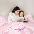 thumbnail image 5 of Erosebridal Letter R Initial Print 7-Piece Twin Bedding Sets For Girls,Pink Ribbon Bow Tie Kids Bedding Comforter Set,Pink Reversible, 5 of 7