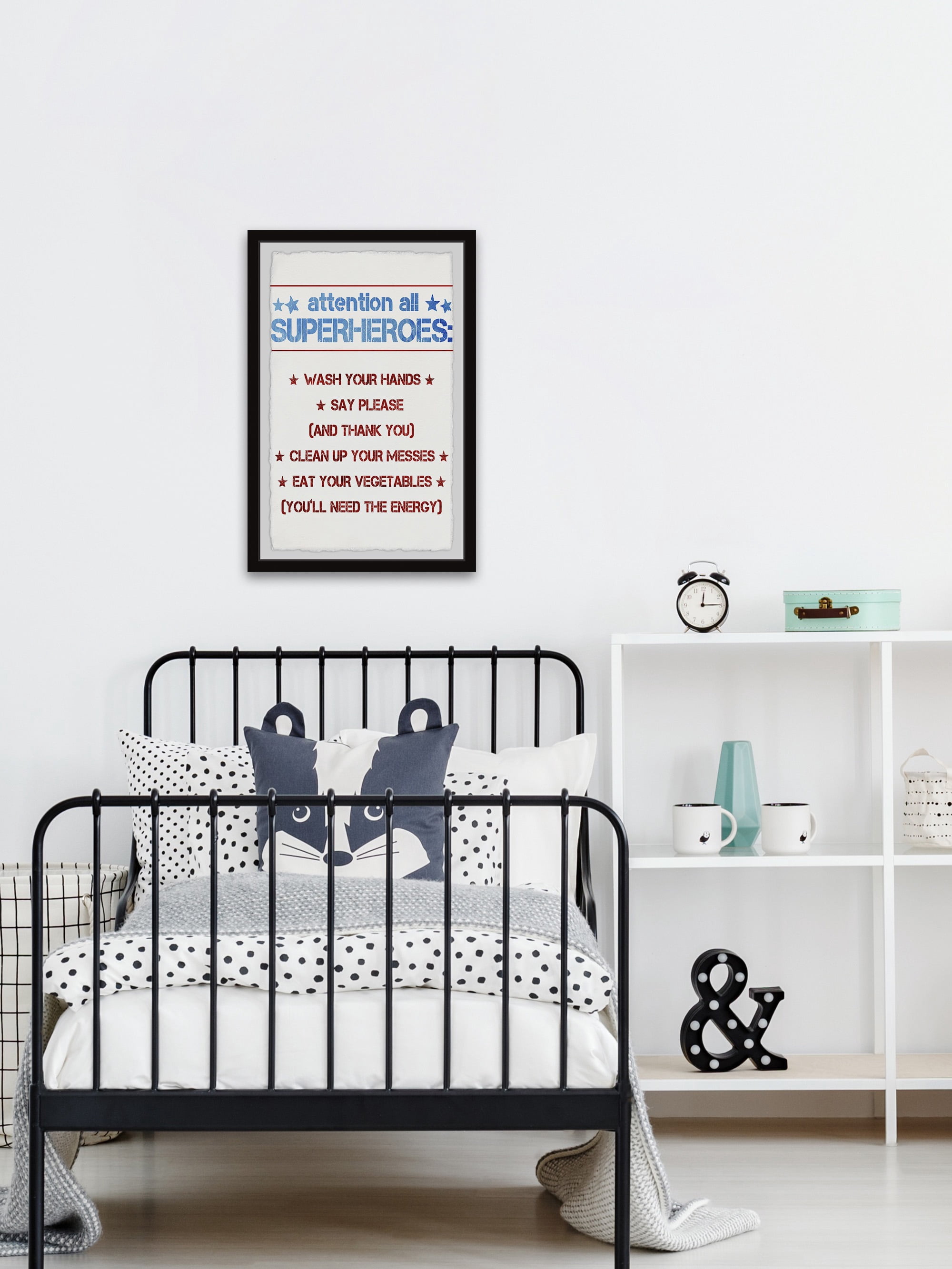 Marmont Hill Superhero House Rules Framed Wall Art, 16.00" x 1.50"