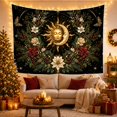 thumbnail image 2 of Celestial Sun and Moon in Winter Wreath, Serene Celestial for Nature Lovers, Mystical Floral Art Decor, Thanksgiving Gift Tapestry Wall Hanging for Bedroom and Living Room, 2 of 6